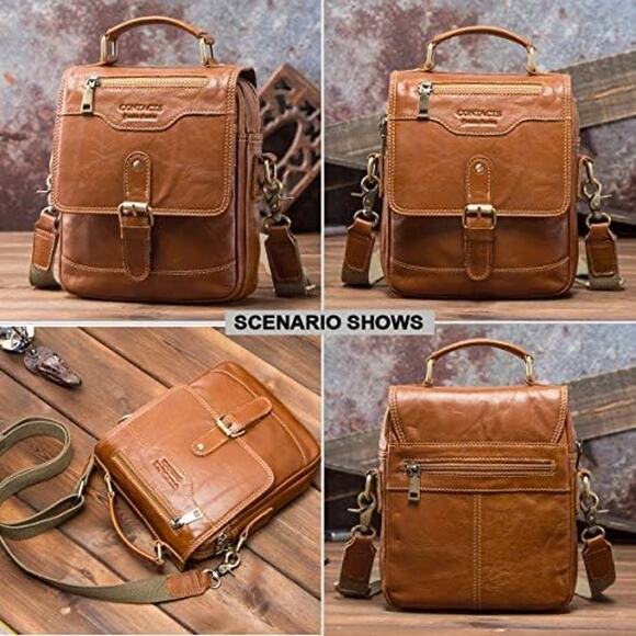 Stylish Contacts Genuine Leather Messenger Bag Perfect for Everyday Adventures! - Picture 5 of 11